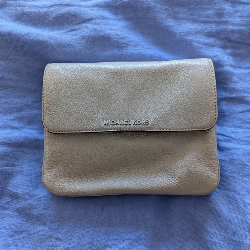 Michael Kors Cream Leather Clutch